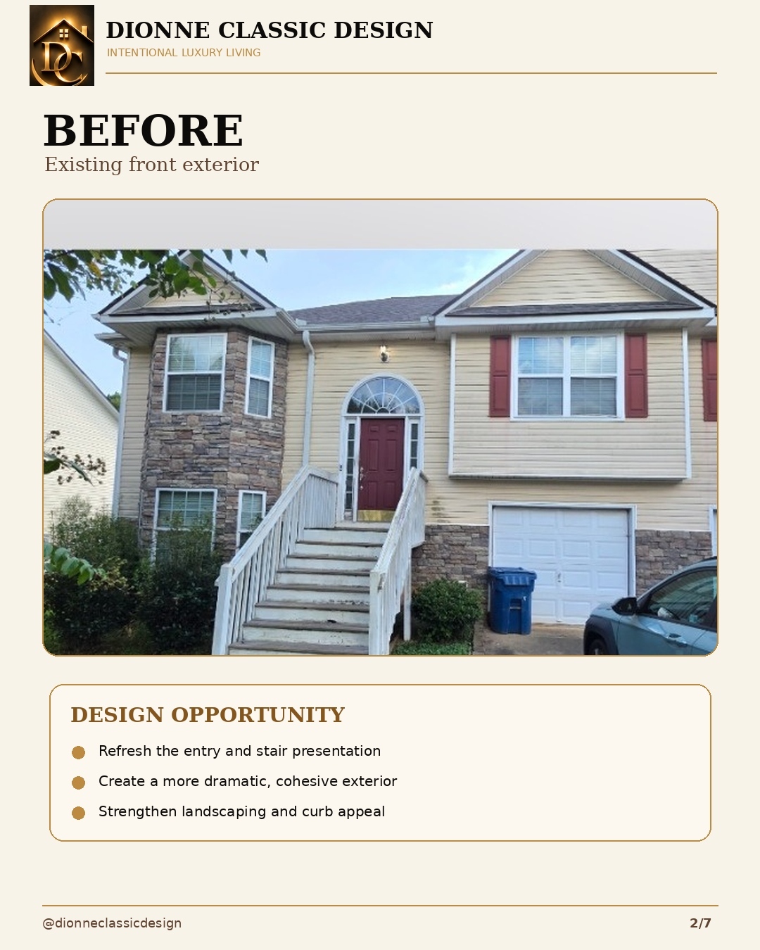 Original split-level home exterior before concept design